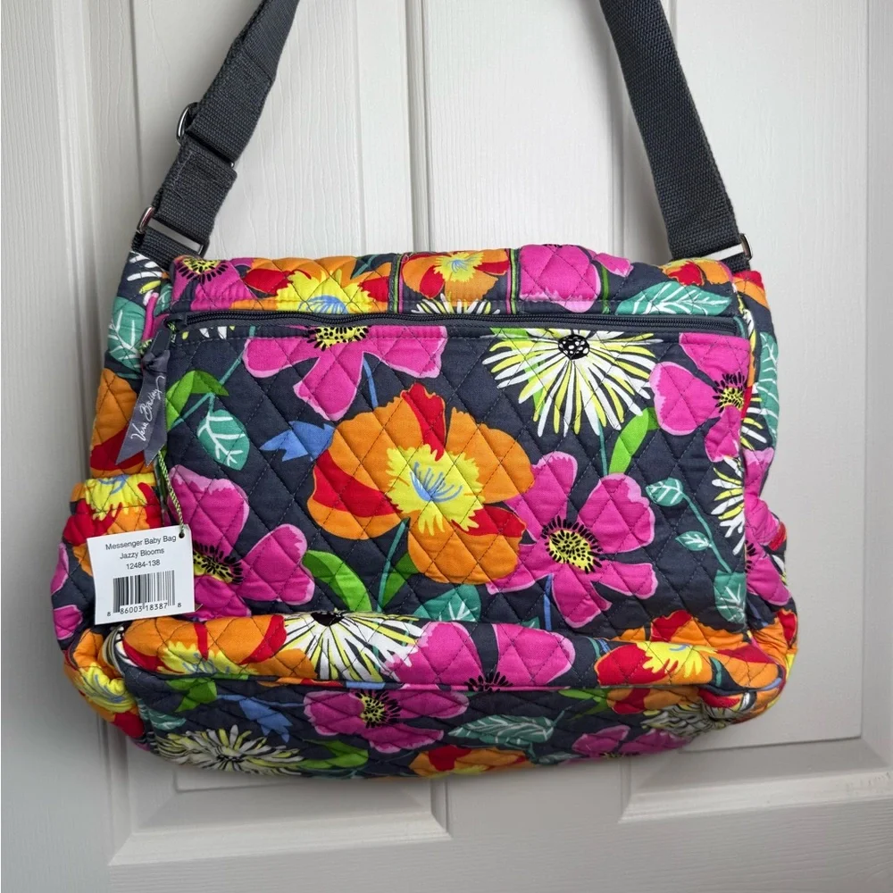 NWT Vera Bradley Jazzy Blooms Diaper Bag With Changing Pad Floral Diaper Bag New